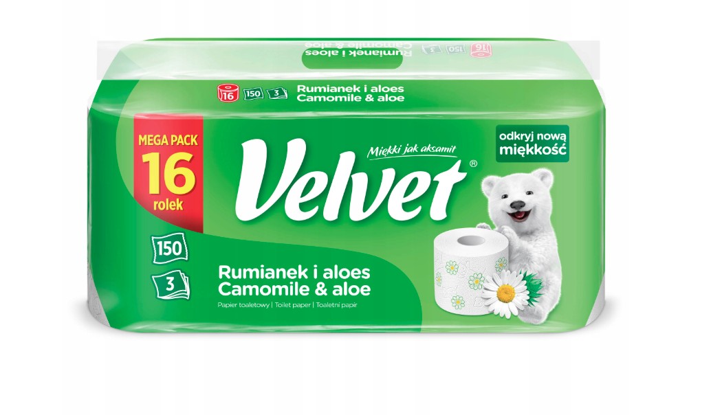 Papier toaletowy Velvet Rumianek i Aloes 3-warstwowy (16) Mega Pack